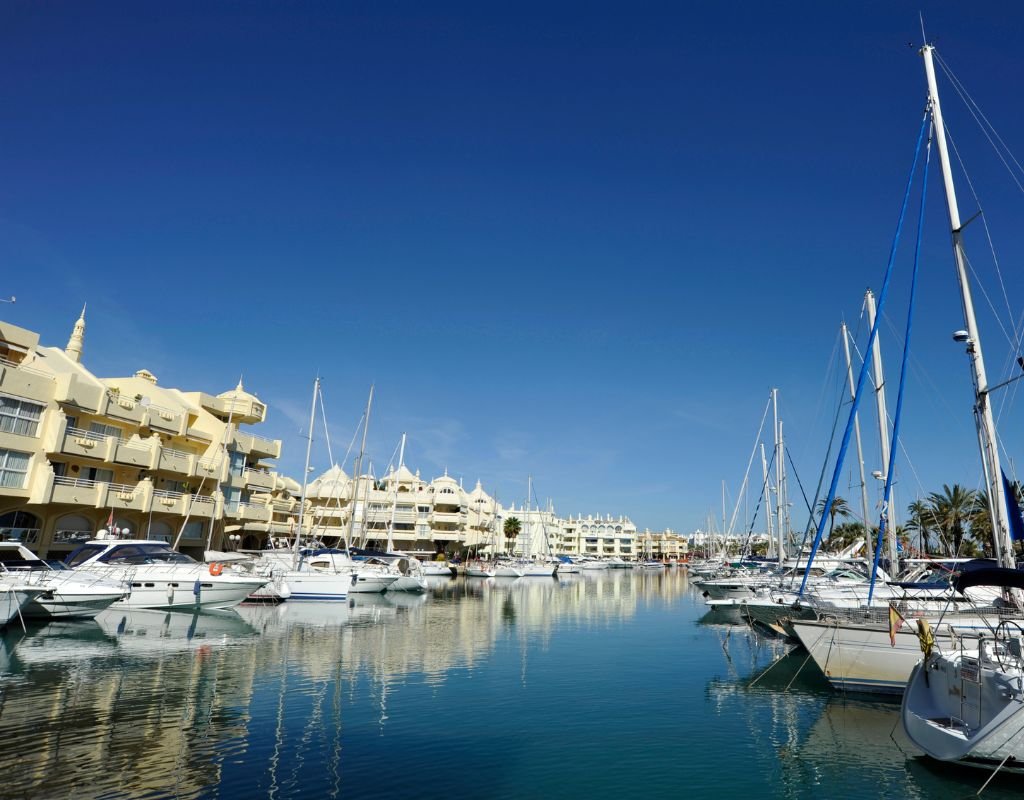 One of Spain's many marina's on a sunny clear day. Benalmadema is one of the best places to live in Spain by the sea.