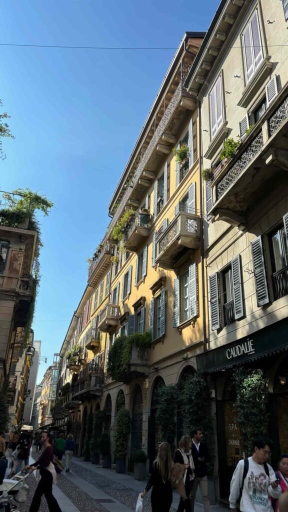 View of the street in a neighborhood in Milan Italy, one of the best countries for expats.