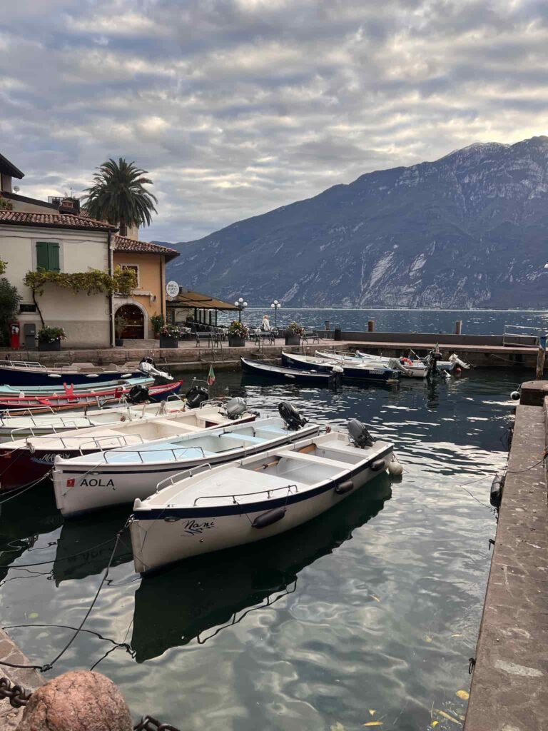 Boats docked at Lake Garda.