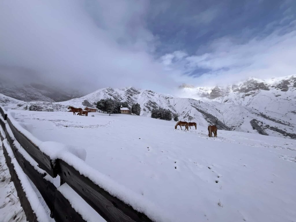 Dolomites covered with snow.