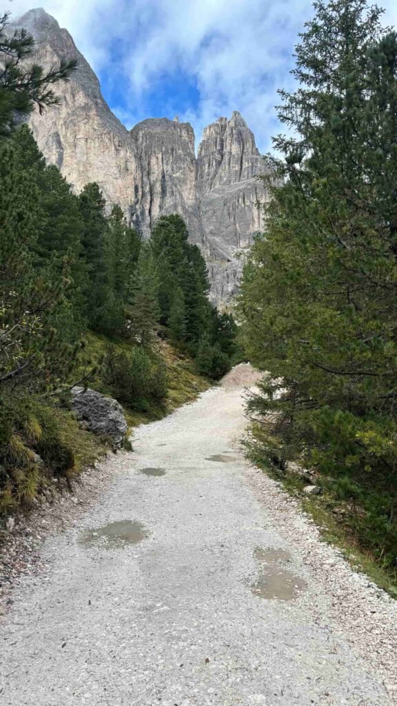 Trail at Rosengarten in Dolomites.