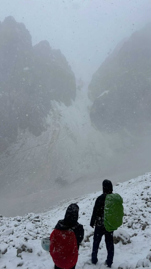 Blizzard in Dolomites.